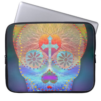 Zuckerschädel mit Regenbogen farbigem Hintergrund Laptopschutzhülle