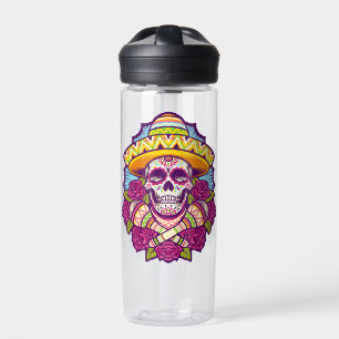 Zuckerschädel mit Sombrero Dia De Los Muertos Trinkflasche