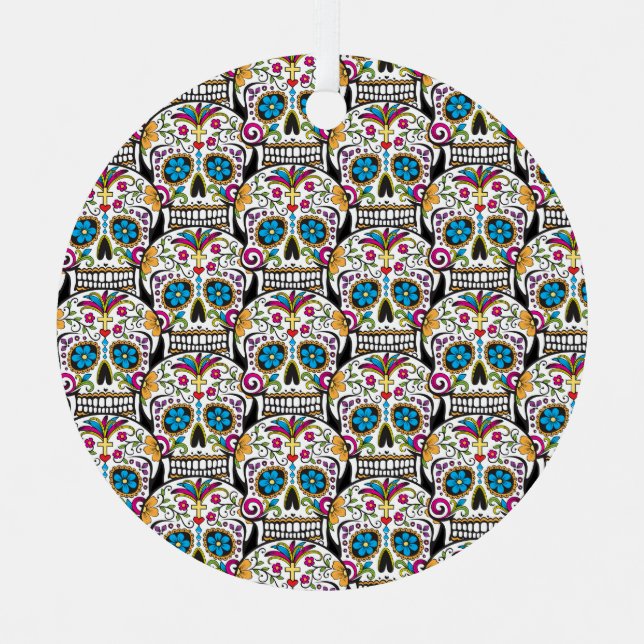 Zuckerschädel Ornament Aus Metall (Vorderseite)