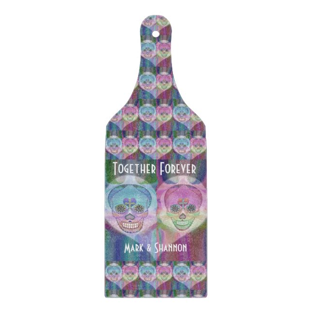 Zuckerschädel-Paare Schneidebrett (Vorderseite)