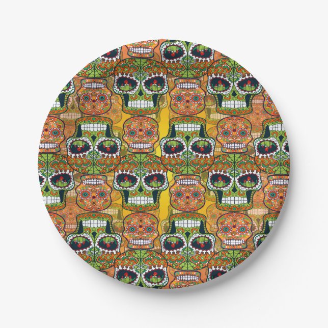 Zuckerschädel Pappteller (Vorderseite)