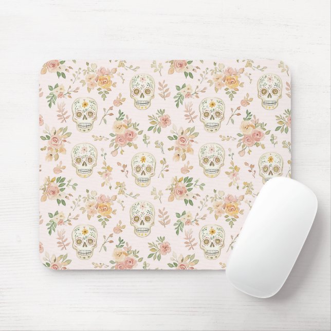 Zuckerschädel Pfirsichblüten Mousepad (Mit Mouse)