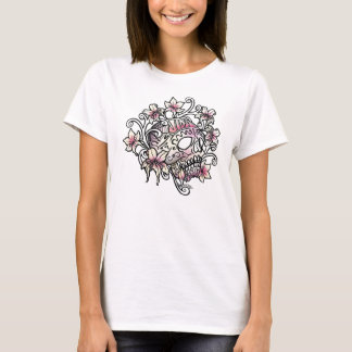 Zuckerschädel-Rebe-Blumen T-Shirt