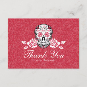 Zuckerschädel + Rosen flache Dankeskarten leere Rü Ankündigung
