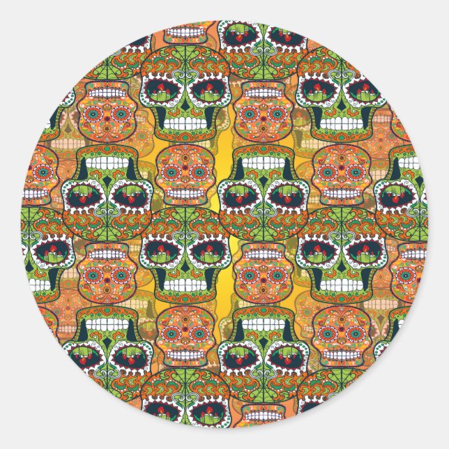 Zuckerschädel Runder Aufkleber (Vorderseite)