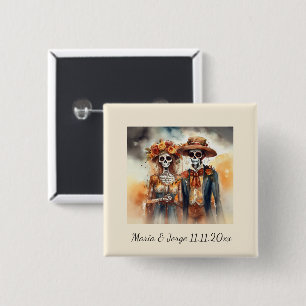 Zuckerschädel-Schatz Dia de los Muertos Button