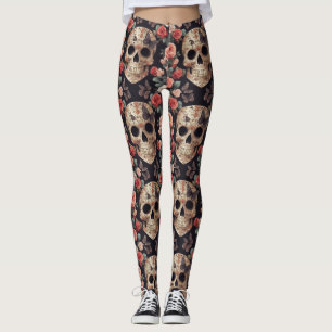 Zuckerschädel, Schmetterlinge und Blume Leggings