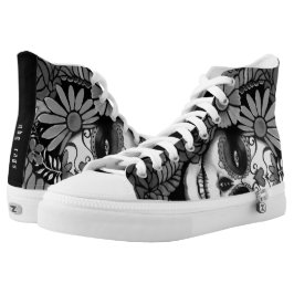 Zuckerschädel Schwarzweiss Hoch-geschnittene Sneaker