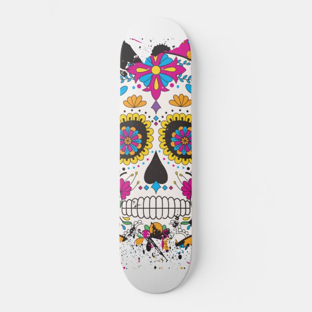Zuckerschädel Skateboard (Vorderseite)