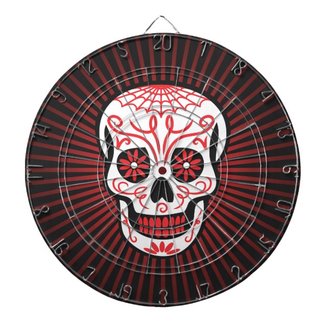 Zuckerschädel sprengte Schwarzes Dartscheibe (vorne)