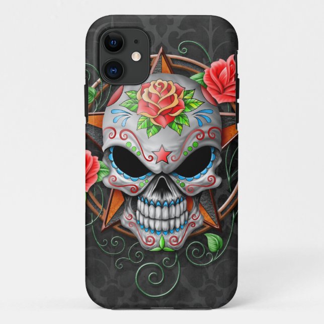 Zuckerschädel-Stern, grau Case-Mate iPhone Hülle (Rückseite)