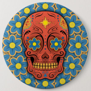 Zuckerschädel - Tag der Toten (Blaue Milchsorten) Button