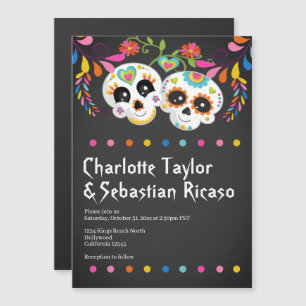 Zuckerschädel Tag der toten Fun bunten Hochzeit Magneteinladung