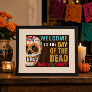 Zuckerschädel Tag der Toten Halloween Willkommen Poster