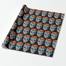 Zuckerschädel-Tag-der-Toten-Mexikanische-Feier Geschenkpapier