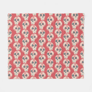 Zuckerschädel Tag der Toten Orange Fleecedecke