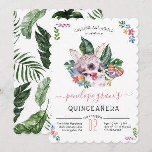 Zuckerschädel-Tag der Toten Quinceañera Einladung