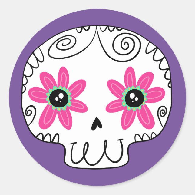 Zuckerschädel-Tag der Toten Runder Aufkleber (Vorderseite)
