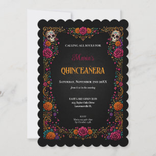 Zuckerschädel Tag der Toten Thema Quinceanera Einladung