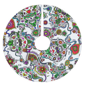 Zuckerschädel-Tag des toten Baumrindes Polyester Weihnachtsbaumdecke