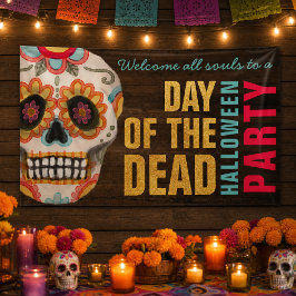 Zuckerschädel-Tag des Toten Halloween-Party Banner