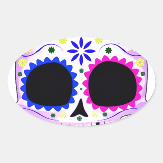Zuckerschädel - Tattoo-Design Ovaler Aufkleber (Vorderseite)
