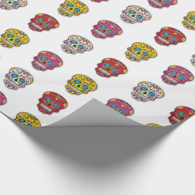 Zuckerschädel-Tupfen Geschenkpapier (Ecke)