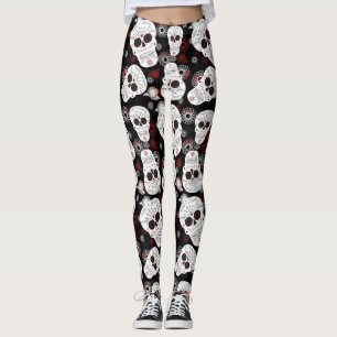 Zuckerschädel und Blume Leggings