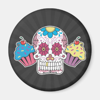 Zuckerschädel und Cupcakes Magnet