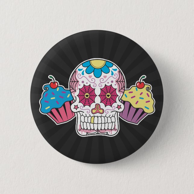 Zuckerschädel und -kleine Kuchen Button (Vorderseite)