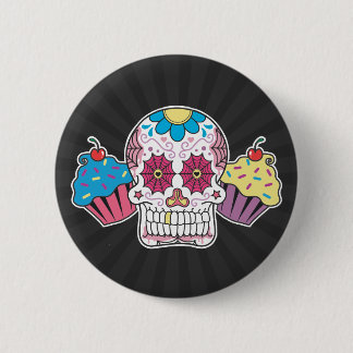 Zuckerschädel und -kleine Kuchen Button