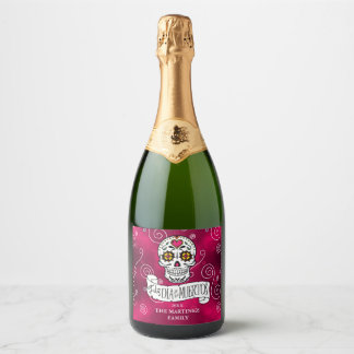 Zuckerschädel und Wirbel Rose Rot ID725