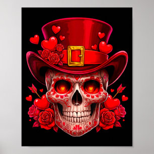Zuckerschädel Valentinstag Cupid rote Rosen Paare Poster