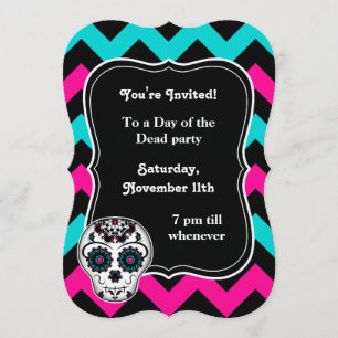 Zuckerschädel Zickzack Party Einladung