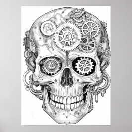 Zuckerschädelbilder Schwarz + Weiß an einer Wand Poster