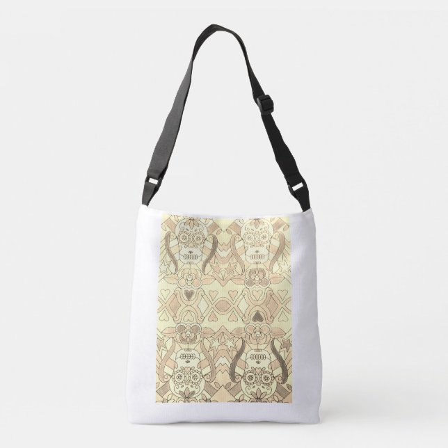 Zuckerschädelhandtasche Tragetaschen Mit Langen Trägern (Rückseite)