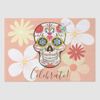 Zuckerschädeln, dünne, dünne Rose, Hippy-Floral Seidenpapier