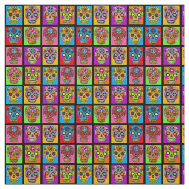 Zuckerschädelquadrate Stoff (Muster)
