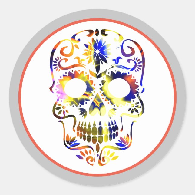 ZUCKERSKULL-STICKER RUNDER AUFKLEBER (Vorderseite)