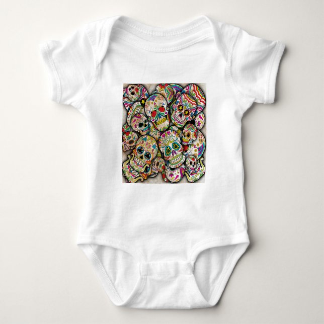 Zuckerskulollage Baby Strampler (Vorderseite)