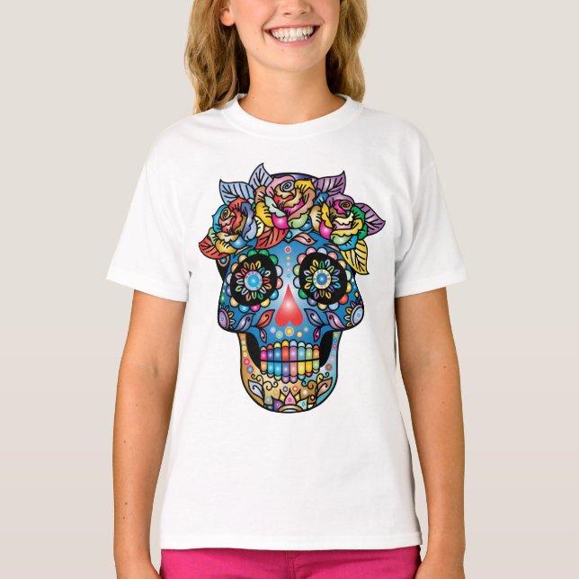 Zuckerskulptur, Tag der Toten T-Shirt (Vorderseite)
