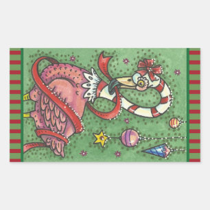 ZUCKERSTANGE ROSA FLAMINGO WEIHNACHTS-STICKER Boge Rechteckiger Aufkleber