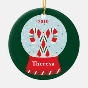 Zuckerstange Snowglobe Weihnachtsverzierung Keramik Ornament