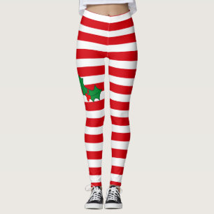 Zuckerstange-Stechpalmen-festlicher einzigartiger Leggings