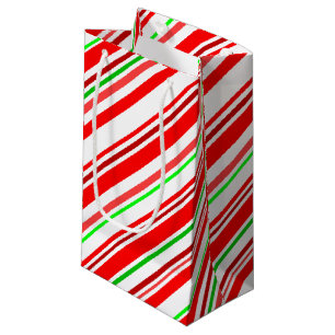 Zuckerstange-Streifen-festliches rotes grünes Kleine Geschenktüte