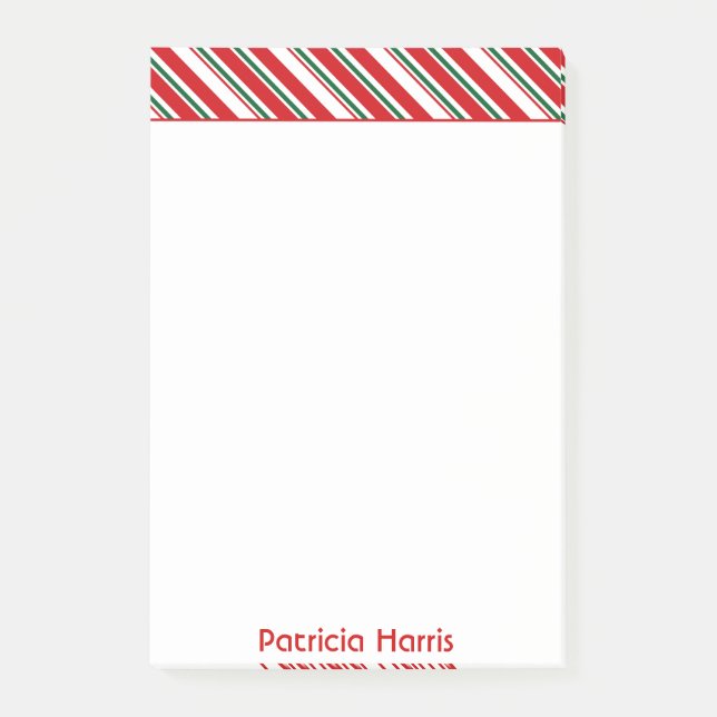 Zuckerstange Stripes | Weihnachten Post-it Klebezettel (Vorderseite)