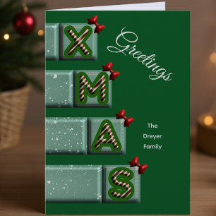 Zuckerstangen-Block XMAS Benutzerdefinierte Famili Feiertagskarte