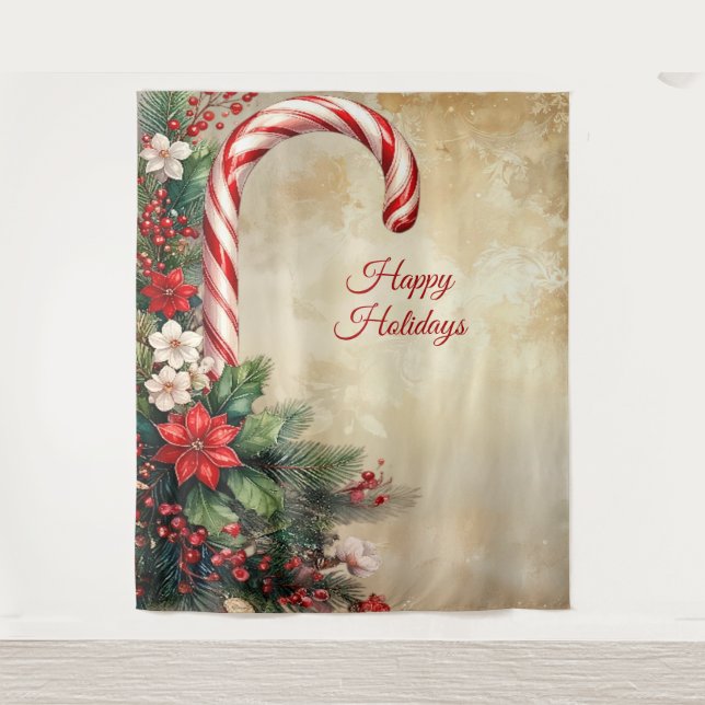 Zuckerstangen-Feiertags-Hintergrund Wandteppich (Vorderseite)