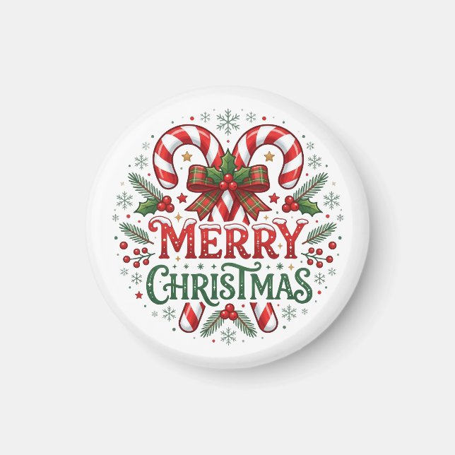 Zuckerstangen Frohe Weihnachten  Magnet (Vorne)