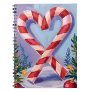 Zuckerstangen-Herz Frohe Weihnachten Notizblock